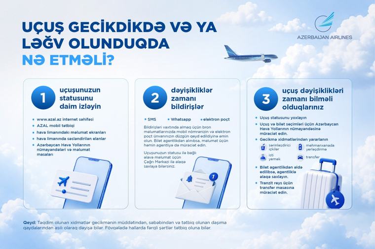 AZAL uçuş dəyişiklikləri ilə bağlı sərnişinlərə müraciət etdi