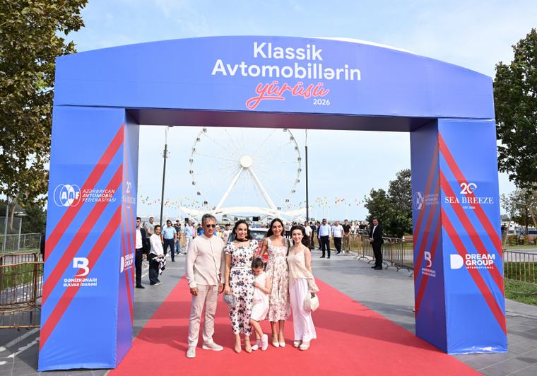 Heydar Aliyev Foundation's Vice-President Leyla Aliyeva and Arzu Aliyeva attend classic car parade